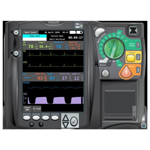 Philips HeartStart MRx Simulação de Tela para Monitor de Emergência para pacientes REALITi 360 HeartStart MRx, 8000975, Treinadores de Desfibrilação Automática Externa (DAE)